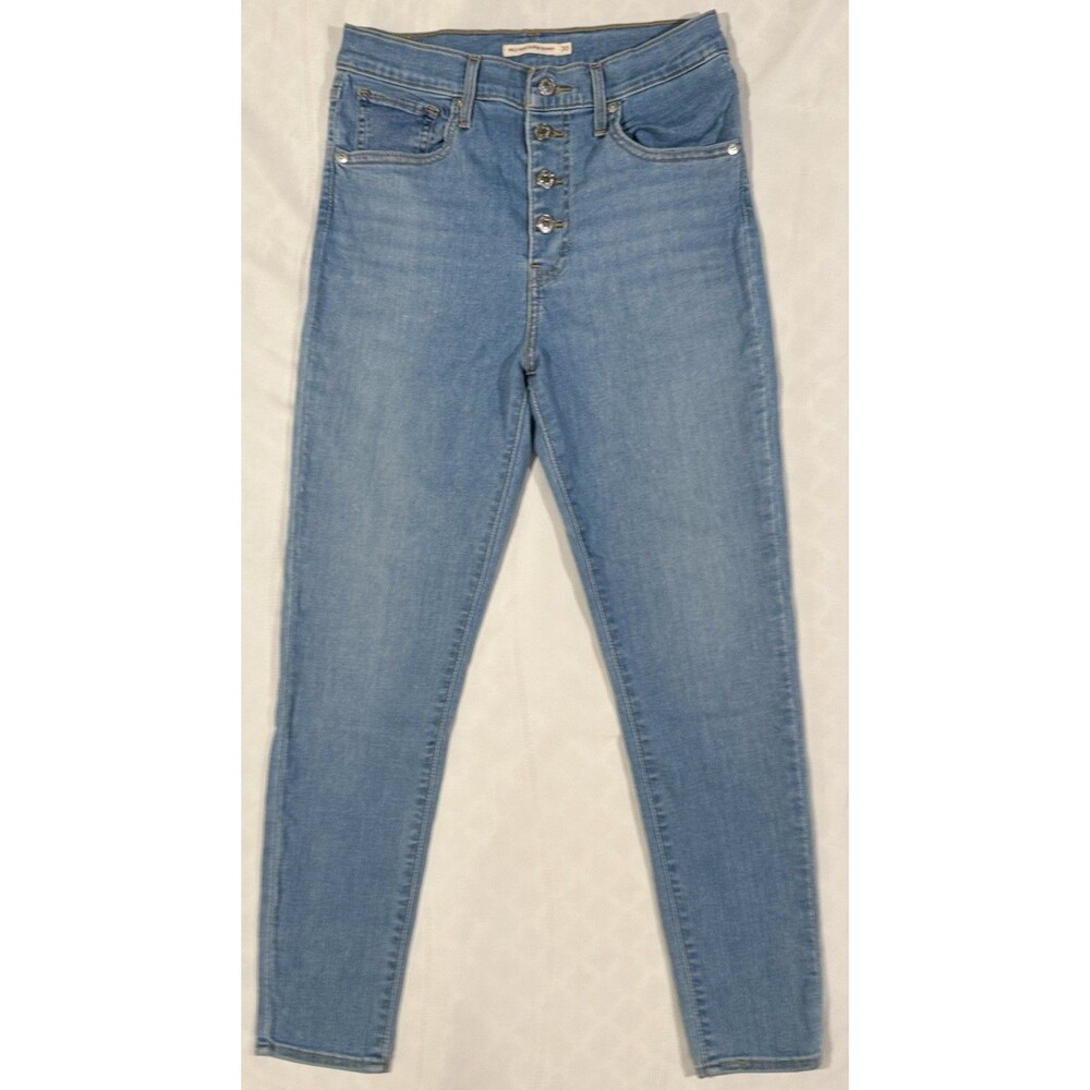 Levi's Y2K Vintage Mile High Skinny Jeans Light Blue Womens 30 Button Front EUC